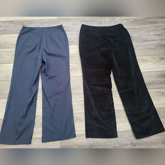 Talbots Petites vintage dress pants size 10 petite blue and black velvet - Picture 2 of 11